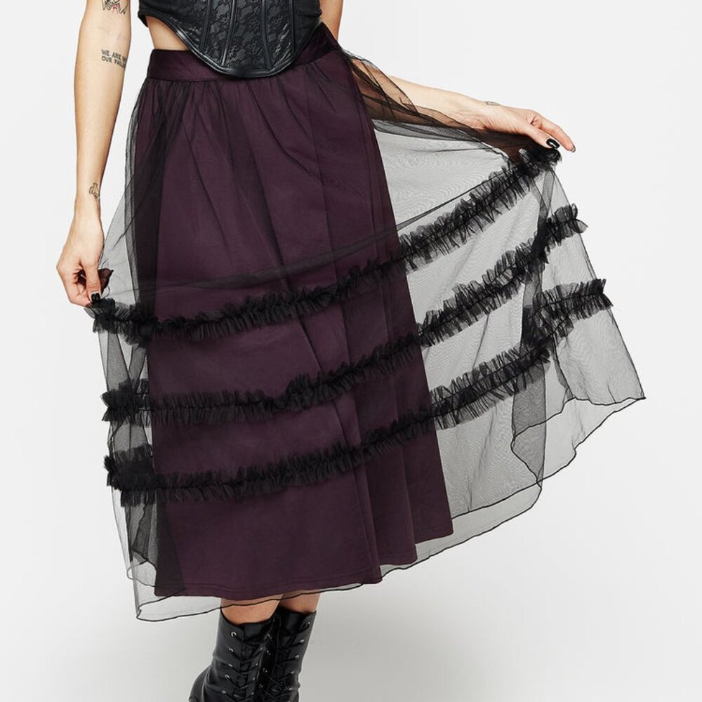 Disturbia Tulle Wanderer Contrast Lining Tiered Midi Skirt
